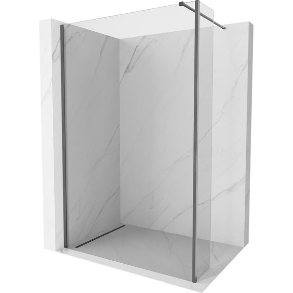 Mexen Kioto Pannello Doccia Walk-In 105 X 30 Cm, Trasparente, Grigio Canna Di Fucile Spazzolato - 800-105-212-66-00-030-image
