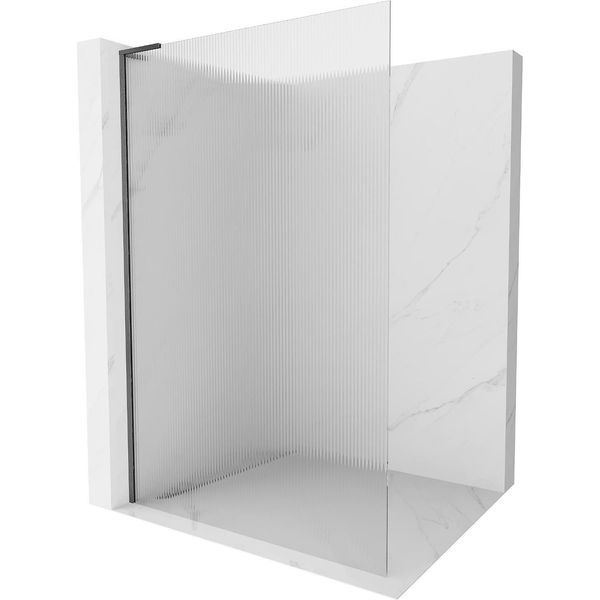 Mexen Kioto L Parete Doccia Walk-In 100 X 200 Cm, Strisce, Grigio Canna Spazzolato - 800-100-103-66-09-image