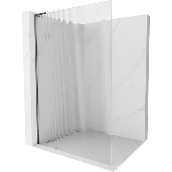 Mexen Kioto L Parete Doccia Walk-In 80 X 200 Cm, Righe, Gun Metal - 800-080-103-95-09-image