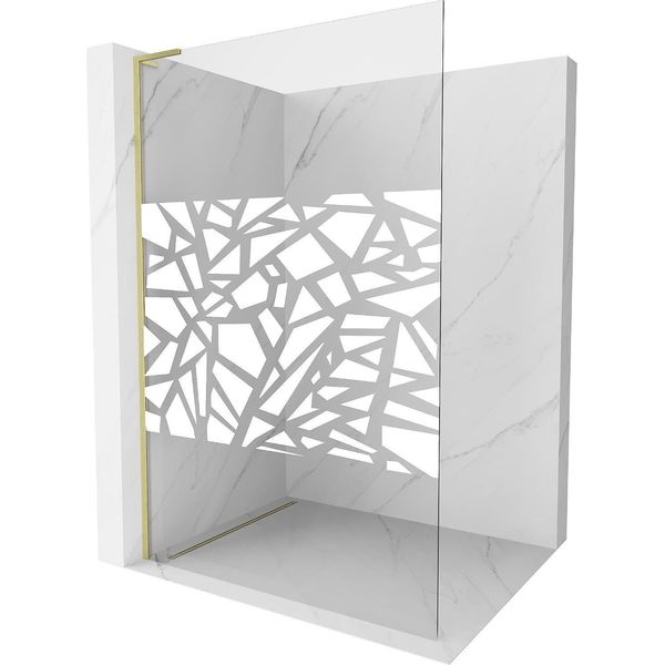 Mexen Kioto L Parete Doccia Walk-In 70 X 200 Cm, Motivo Bianco, Oro Spazzolato - 800-070-103-55-85-image