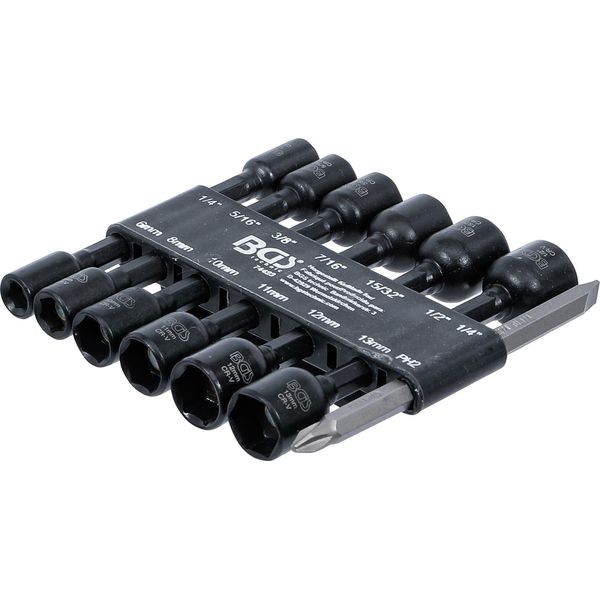 Set Di Chiavi A Bussola Esagonali | Esagono Esterno 6,3 Mm (1/4") | Per Trapani | Sw 1/4 - 1/2"", 6 - 13 Mm | 14 Pz."-image