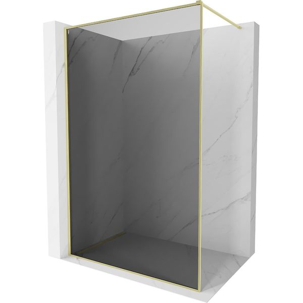 Mexen Kioto-F Parete Doccia Walk-In Con Cornice 90 X 202 Cm, Grafite 8 Mm, Oro Spazzolato - 800-090-104-55-40-image