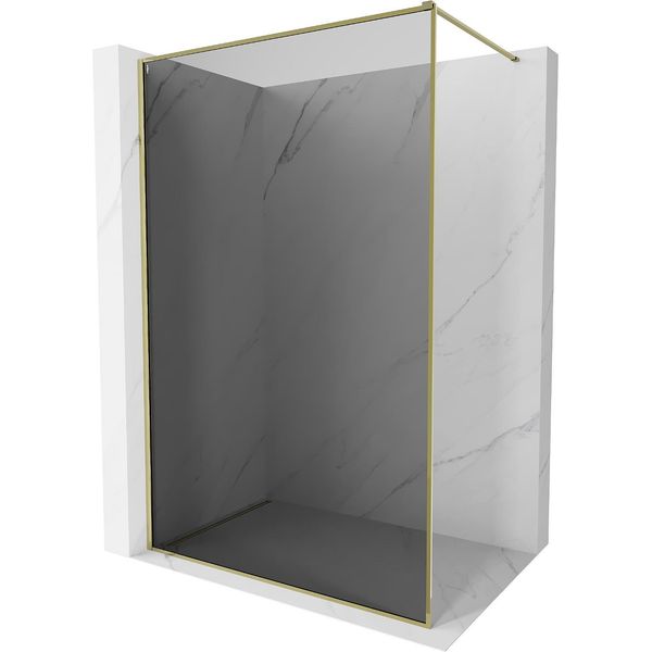 Mexen Kioto-Xf Parete Doccia Walk-In Con Cornice 80 X 202 Cm, Grafite 10 Mm, Oro - 800-080-104-50-40-X-image