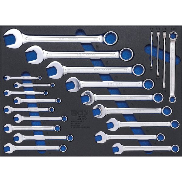 Bgs Inserto Per Carrello Da Officina 3/3: Chiave Aperta E Chiave A Profilo E 22 Pz - 4012-image