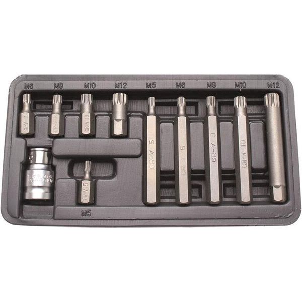Set Di Bit | Esagono Esterno 10 Mm (3/8") | Multidente Interno (Per Xzn) | 11 Pz."-image