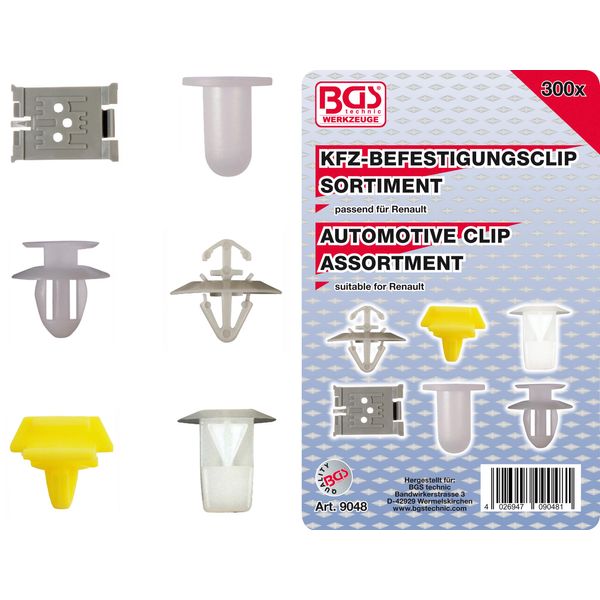 Bgs Assortimento Di Clip Di Fissaggio Per Auto Per Renault 300 Pezzi - 9048-image