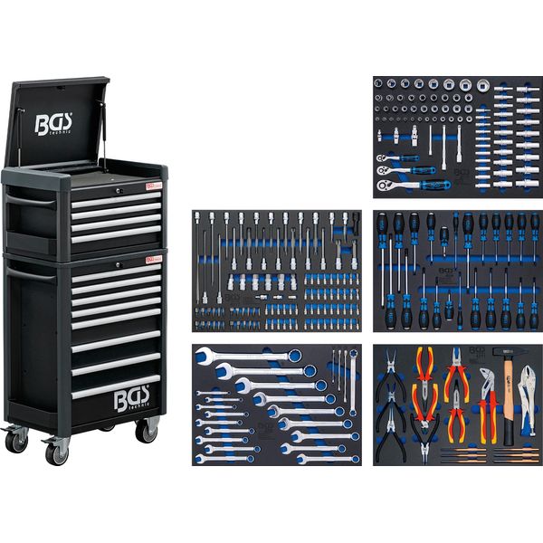 Bgs Carrello Da Officina Profi Standard Maxi 12 Cassetti Con 263 Utensili - 4088-image
