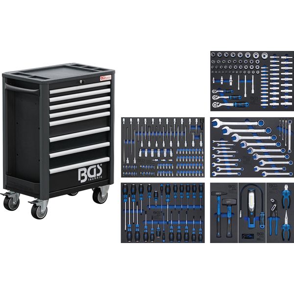 Bgs Carrello Da Officina Profi Standard 8 Cassetti Con 234 Utensili - 4113-image