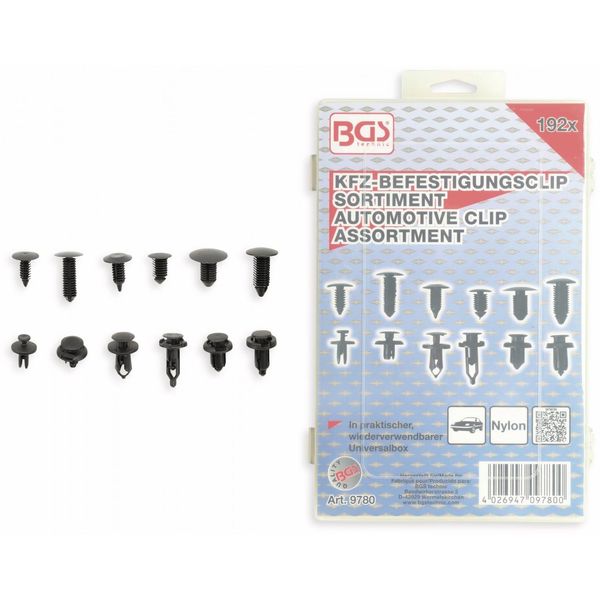 Bgs Assortimento Universale Di Clip Di Fissaggio Per Auto 192 Pezzi - 9780-image