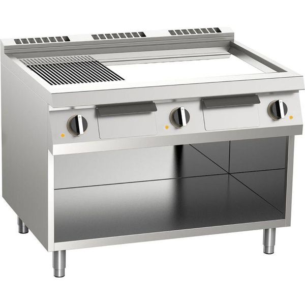 Kbs Piastra Grill Elettrica 1/3 Scanalata Cromata 16,2Kw 3 Zone Di Riscaldamento Struttura Aperta-image