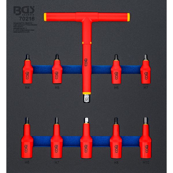 Bgs Carrello Da Officina Inserto 2/3: Set Di Bussole Vde A Bussola Quadra 10 Mm (3/8") / 12,5 Mm (1/2"") Bussola Esagonale 4 - 10 Mm 10 Pezzi - 70216"-image