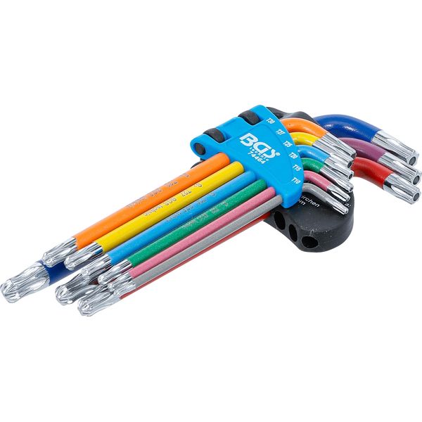 Set Di Chiavi Esagonali | Multicolore | Profilo A T (Per Torx) Con Foro E Testa A Sfera T10 - T50 | 9 Pz.-image