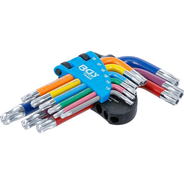 Set Di Chiavi Esagonali | Multicolore | Corte | Profilo A T (Per Torx) Con Foro E Testa A Sfera T10 - T50 | 9 Pz.-image