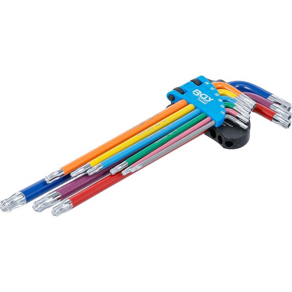 Set Di Chiavi Esagonali | Multicolore | Extra Lunghe | Profilo A T (Per Torx) Con Foro E Testa A Sfera T10 - T50 | 9 Pz.-image