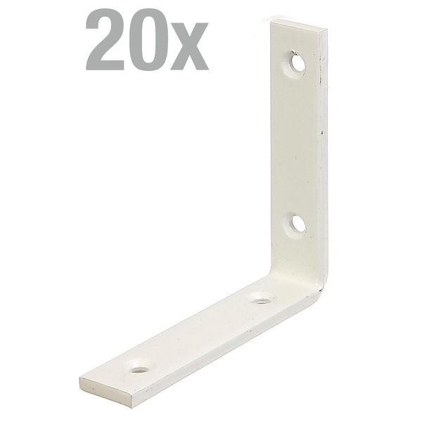 Alberts 847784 Angolo Di Apertura, Stretto, Plastificato Bianco, 100 X 100 X 20 Mm, Set Da 20-image