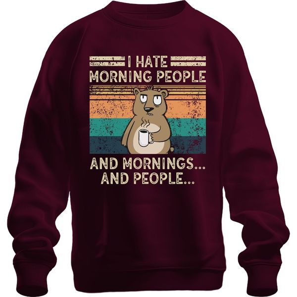 Hate Morning People Mornings And People Kaffee BäR Felpa Vintage Grunge Unisex Pullover, Borgogna, Xxl-image