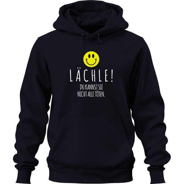 Smile You Can't Kill Them All Black Humour Smiley Unisex Hoodie Hoodie, Navy, S-image