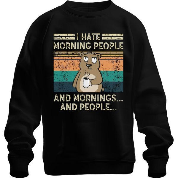 Hate Morning People Mornings And People Kaffee BäR Vintage Grunge Unisex Felpa Pullover, Schwarz, Xl-image