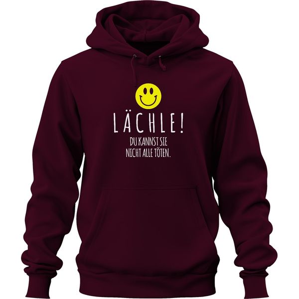 Smile You Can't Kill Them All Black Humour Smiley Unisex Hoodie Hoodie, Burgundy, S-image