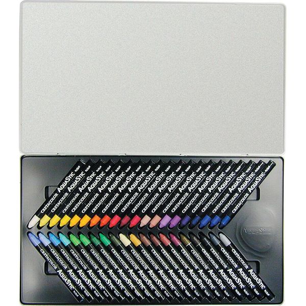 Set Di Gessetti Cretacolor Per Acquerello E Pastello A Olio - 40 Colori In Scatola Di Metallo-image
