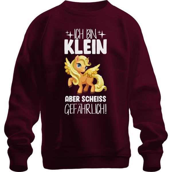 Sono Piccolo Ma Pericoloso! Unicorno Fantasy Girl Humour Unisex Felpa Pullover, Borgogna, Xxl-image