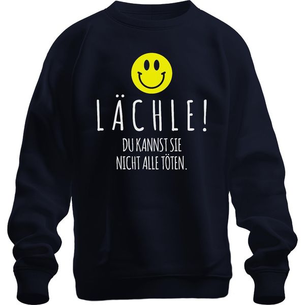 Smile You Can't Kill Them All Black Humour Smiley Pullover Felpa Unisex, Navy, M-image