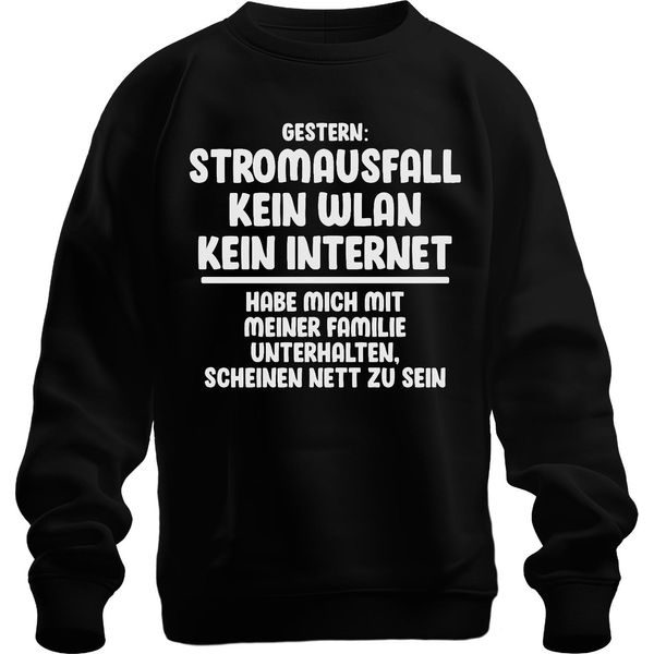 Interruzione Di Corrente Senza Wlan Né Internet Offline Umorismo Da Giocatore Divertente Felpa Unisex Pullover, Nero, S-image