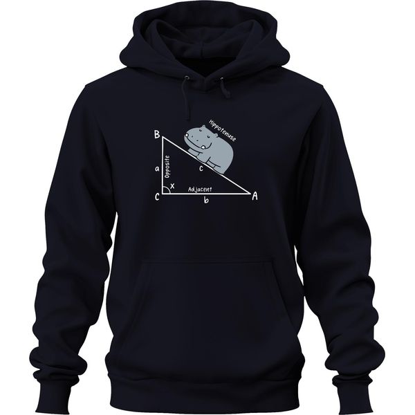 Hippotenuse Matematica Trigonometria Triangolo Hippo Regalo Insegnante Unisex Felpa Con Cappuccio, Navy, Xl-image