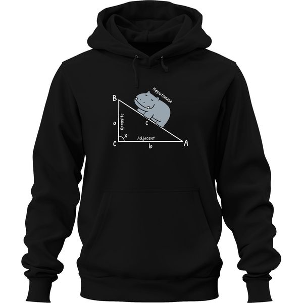 Hippotenuse Matematica Trigonometria Triangolo Hippo Regalo Insegnante Unisex Felpa Con Cappuccio, Nero, 3XL-image