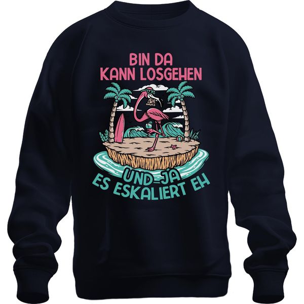 Am Ci Può Andare Fuori Escalation Fenicottero Spiaggia Festa Isola Vacanza Unisex Felpa Pullover, Navy, M-image