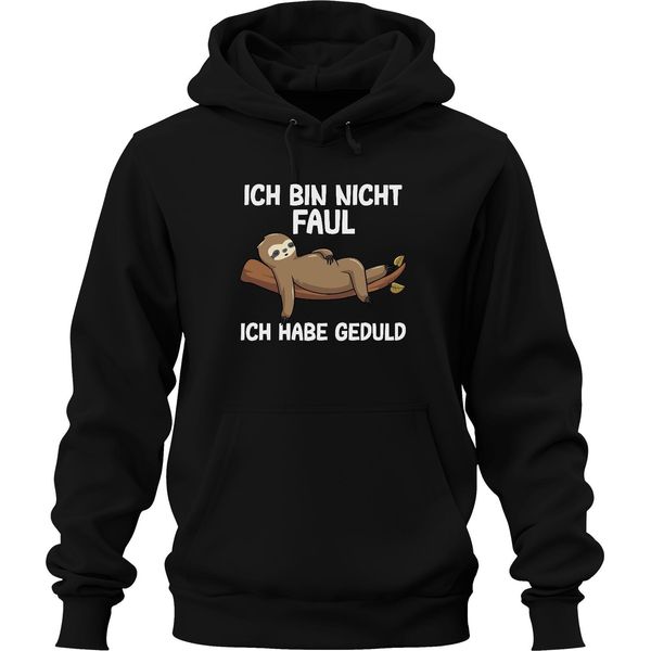 Non Sono Pigro, Ho Pazienza, Bradipo, Idea Regalo Divertente, Felpa Con Cappuccio Unisex, Nero, Xl-image