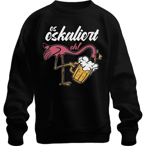 Eskaliert Eh Fenicottero Birra Godimento Spiaggia Festa Alcolici Mallorca Unisex Felpa Pullover, Nero, 3XL-image