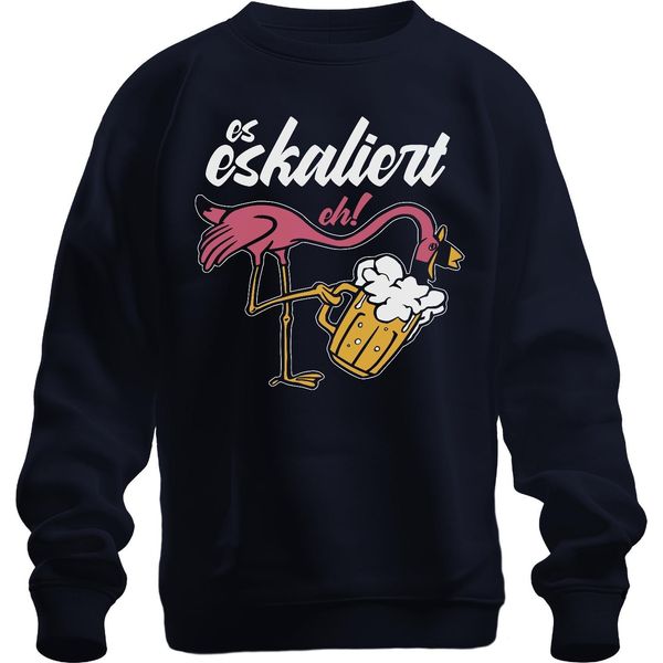 è In Escalation Comunque Fenicottero Birra Godimento Spiaggia Festa Alcolici Mallorca Unisex Felpa Pullover, Navy, L-image
