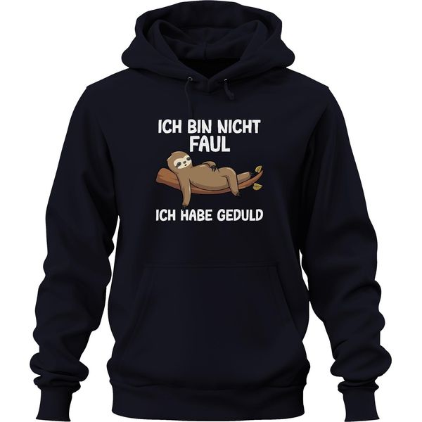 Non Sono Pigro, Ho Pazienza, Bradipo, Idea Regalo Divertente, Felpa Con Cappuccio Unisex, Navy, M-image