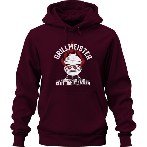 Barbecue Master Ruler Embers Flames Hobby Barbecue Gift Summer Unisex Hoodie Hoodie, Burgundy, L-image