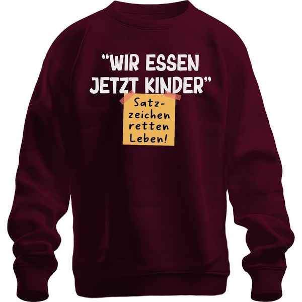 Ora Mangiamo I Bambini La Punteggiatura Salva La Vita Scherzo Grammaticale Felpa Pullover Unisex, Borgogna, Xl-image