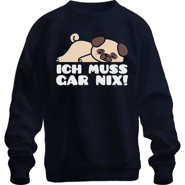 Non Devo Fare Niente Carino Carlino Che Dice Cane Amore Carlino Fan Regalo Unisex Felpa Maglione, Navy, Xl-image