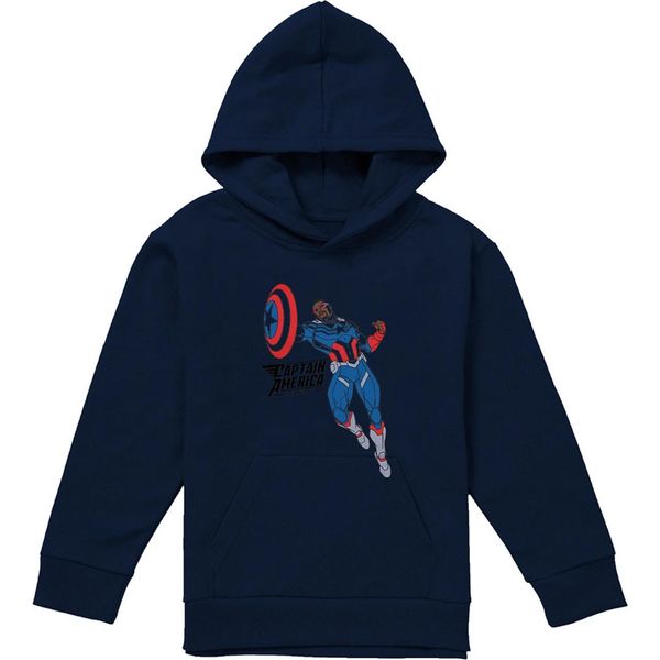 Capitan America - Felpa Con Cappuccio Per Bambini, Pullover TV22187 (152-158) (Navy)-image