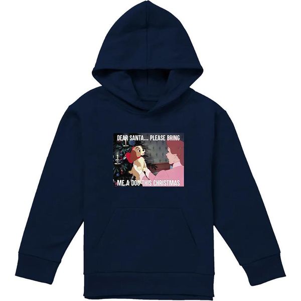 Lady And The Tramp - Felpa Con Cappuccio "Dog For Christmas"" Per Bambini TV22933 (116) (Navy)"-image