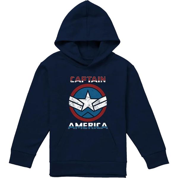 Capitan America - Felpa Con Cappuccio Per Bambini, Pullover TV22743 (128) (Navy)-image