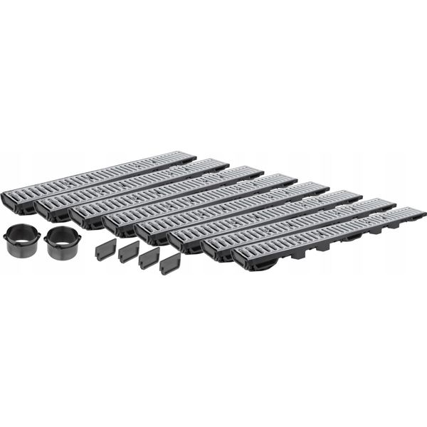Drenaggio Lineare H55 Zincato Griglia Fino A 1,5 Tonnellate A15 Set 8M Aquer-image