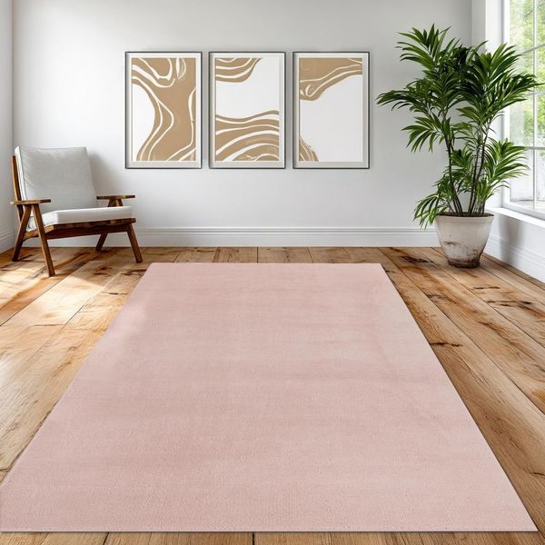 Tappeto Rosa Morbido E Accogliente Per Il Soggiorno, La Camera Da Letto, La Stanza Dei Bambini Dimensioni - 140 X 200 Cm-image