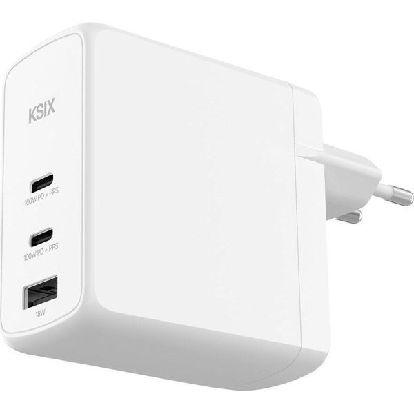 Ksix Pps Gan 100W Caricabatterie Da Parete Multiporta Usb-A E Usb-C Taglia Unica-image