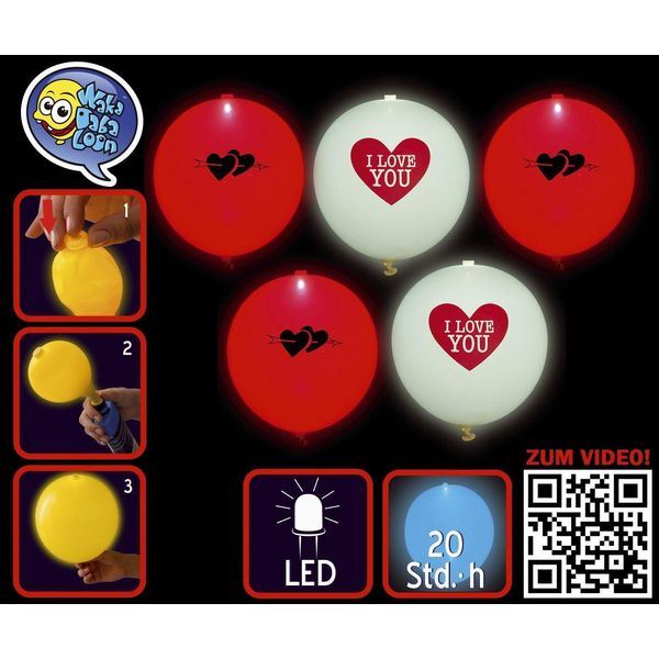 Amscan 16966 Palloncino Led I Love You - Rotondo, Assortito, 5 Pezzi-image