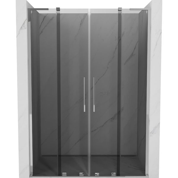 Mexen Velar L Duo Porta Doccia Scorrevole 160 Cm, Grafite, Cromo - 871-160-003-42-01-image
