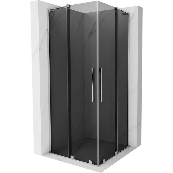 Mexen Velar L Duo Cabina Doccia Scorrevole 80 X 80 Cm, Grafite, Cromo - 871-080-080-02-43-01-image