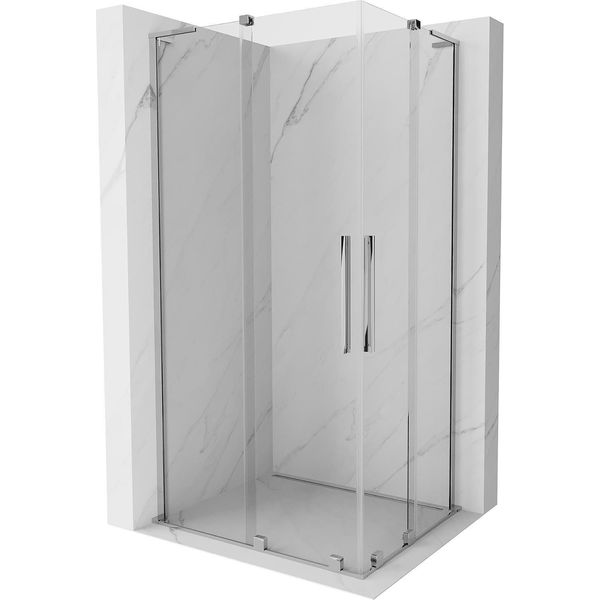 Mexen Velar L Duo Cabina Doccia Scorrevole 90 X 80 Cm, Trasparente, Cromo - 871-090-080-02-03-01-image