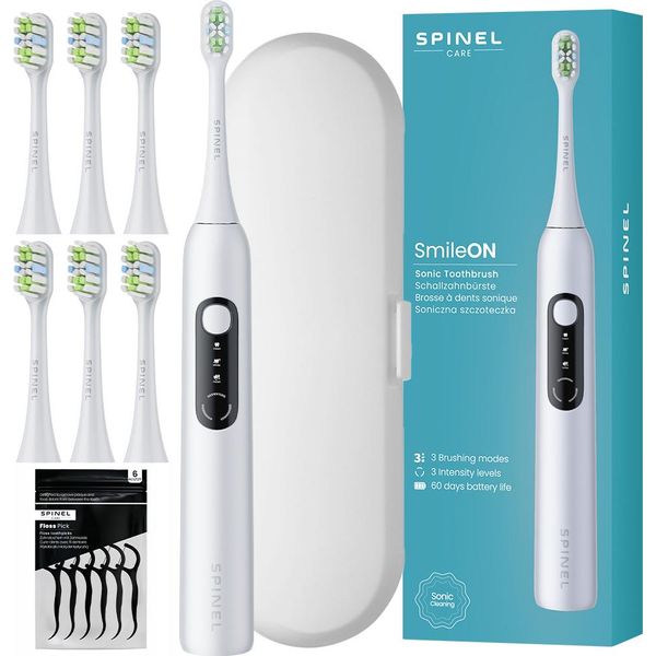 Spinel Care Smileon Spazzolino Sonico Bianco Con Custodia 6 Attacchi Timer Usb-image