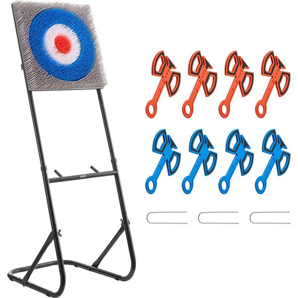 Vevor Set Da Lancio Con Ascia, Bersaglio In Setole Di Plastica Con 8 Asce Da Lancio E Struttura In Acciaio Pieghevole, Facile Da Riporre, Gioco Per Cortile All'aperto/Al Chiuso E Giochi Di Carnevale 48 X 140 X 69 Cm-image
