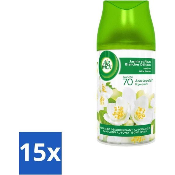 Air Wick Freshmatic – Deodorante Per Ambienti – Ricarica Spray Automatica – Gelsomino E Fiori Bianchi – 250 Ml - Confezione Risparmio - 15 Pezzi-image